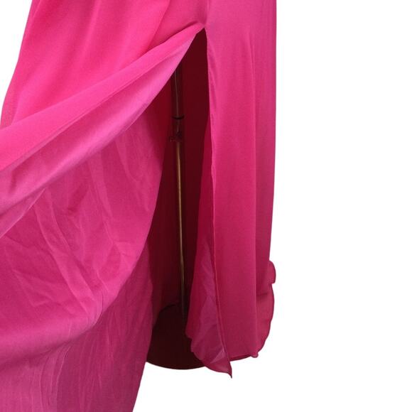 FORMAL PARTY SZ 10 L Pink V-Neck Pleated Maxi Bridesmaid Gown Dress NEW 0B13 - Picture 4 of 9